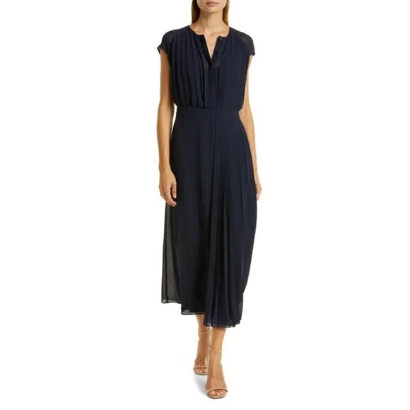 Hugo Boss Declissa Midi Dress Midnight Blue Womens Size 0 - Picture 1 of 13